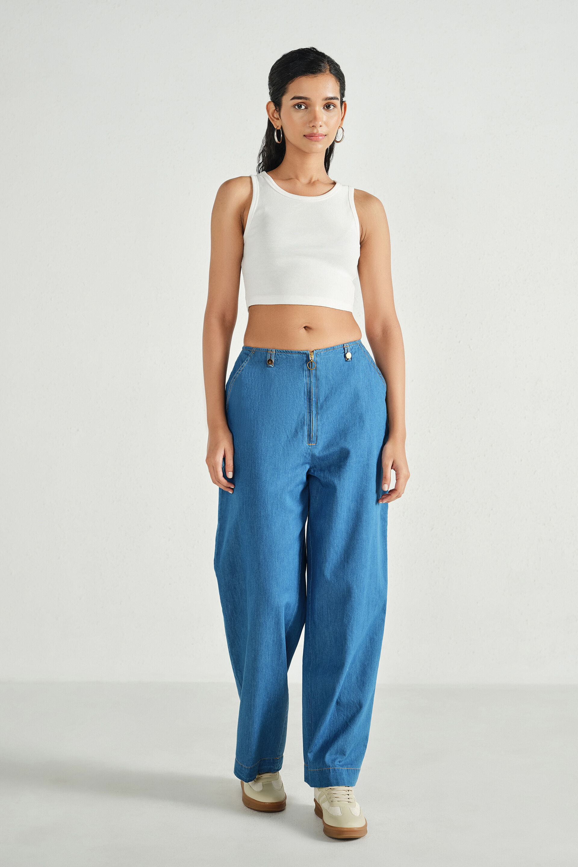 Mid-Blue Denim Pants, Blue, image 3